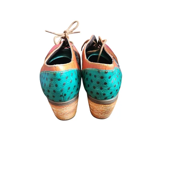Socofy Vintage Floral Genuine Leather Colorful Shoes Aztec Boho Size 42 Us 11 - Picture 4 of 8